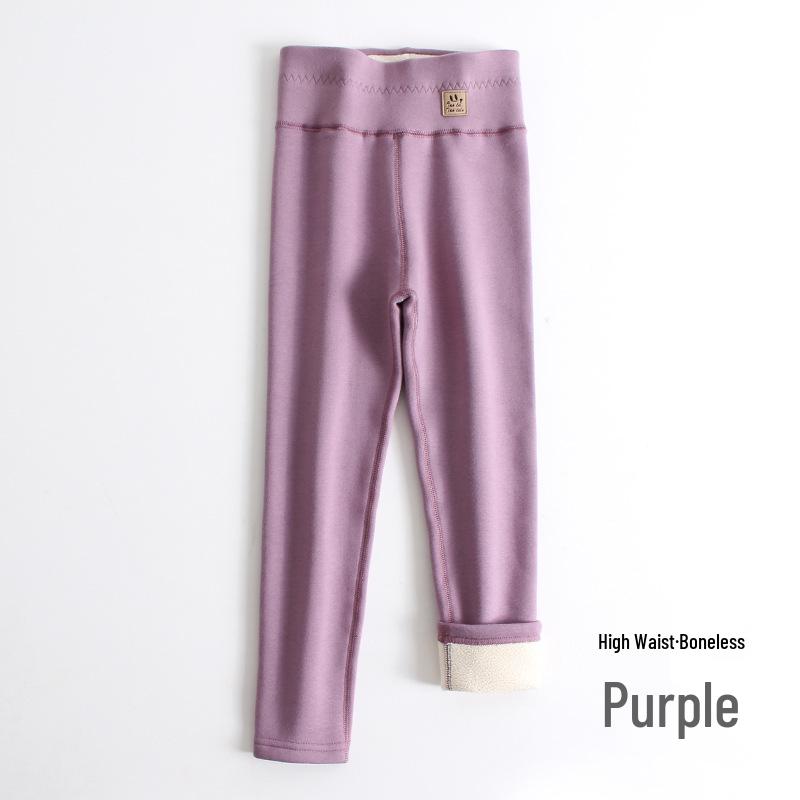Girls' Fleece-Lined High-Waisted Winter Leggings - Toddler Lambswool One-Piece Long Pants