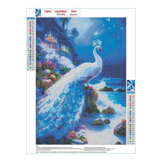 Diamant-Kunst-Set zum Selbermachen, Pfauenmuster, lebendige Farben, Stress reduzieren, Selbstvertrauen steigern, quadratisch, rund, Mosaik-Set, Heimdekoration