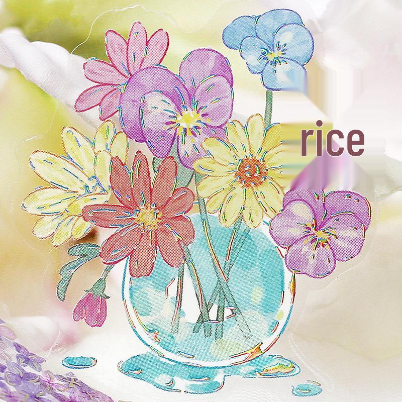 Xin's Glazed Dream Sticker Set: 3D Hot Stamping, Die-Cut Journal Material, 4 Designs