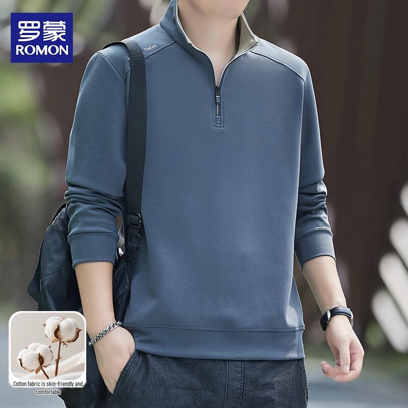 

ROMON Men s Zippered Stand-Up Collar Warm Cotton Blend Sweatshirt 4XL