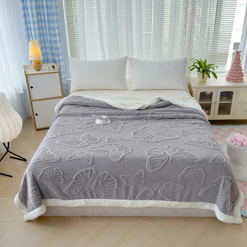 3D Butterfly Throw Blanket Super Soft Warm Fluffy Bed Blankets Lightweight Jacquard Fleece Blanket for Sofa Chair Bed Camping