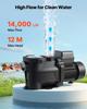 Zwembadpomp, 550W, 14.000 L/U Maximaal Debiet Enkele Snelheid Zwembadpomp, AC 220-240V, 3450 RPM, 12 m Maximale Opvoerhoogte, met 24-Uurs Timer & Filtermand, voor