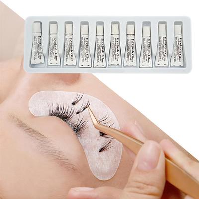 10x Pestañas postizas de látex de caucho natural resistentes al agua con pegamento blanco N5C1