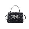 Women Retro Bow Polka Dot Mini Solid Crossbody Small Square Shoulder Bag