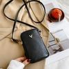 New Women Purses Solid Color Genuine Leather Shoulder Strap Bag Mobile Phone Bag Card Holders Wallet Black Cowhide Handbag