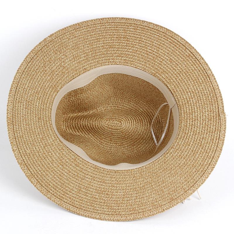 New Women's Spring and Summer Panama Gentleman's Top Hat, Mixed-color Straw Hat, Fashionable and Personalized Hollow Hand-woven Decorative Hat