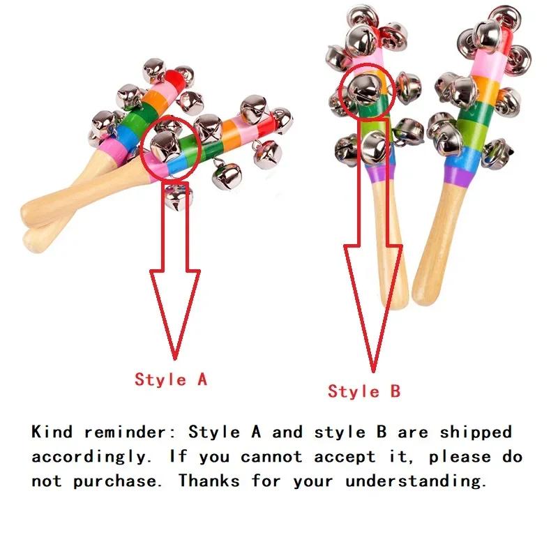1Pc Colorful Rainbow Hand Held Bell Stick Wooden Percussion Musical Toy For Adult Ktv Party Game Gift