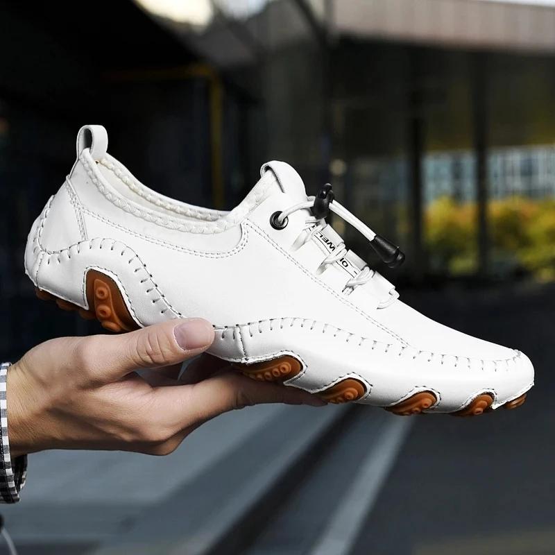 Fashion Men's Casual Summer Shoes Sneakers Men Genuine Leather New Outdoor Shoes Men Loafers Vintage Designer Leisure Big Size 38-47