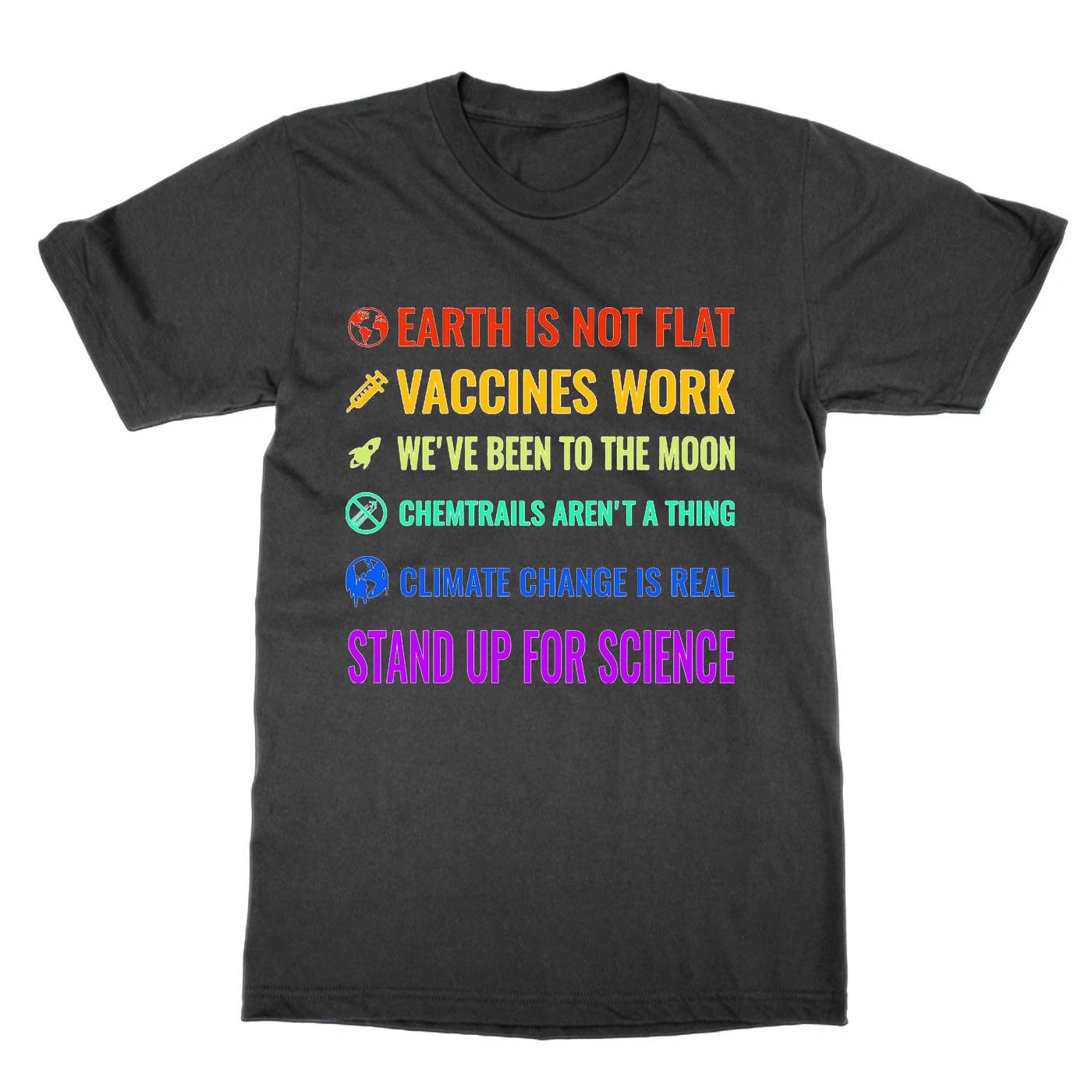 

Earth is not flat! Stand Up for Science t-shirt funny nerd tee joke gift 2XL
