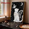 DIY White Cat Pearl Art Painting for Adults/Beginners Gift Home Decor Pearl Gem Paintings Picture Arts Craft 30x40cm Without Frame