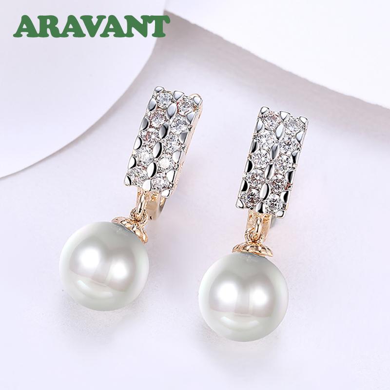 925 Silver 18k Gold Pearl Long Dangle Earring For Women Wedding Jewelry Gift