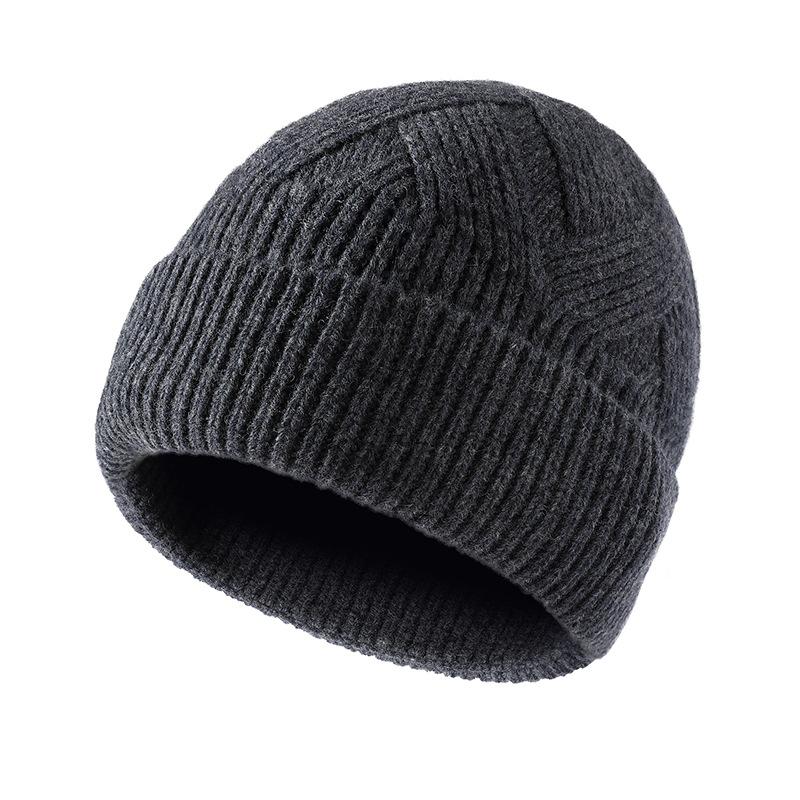 100% pure wool hat wool hat versatile medium and green knitted hat thermal ear protection hat