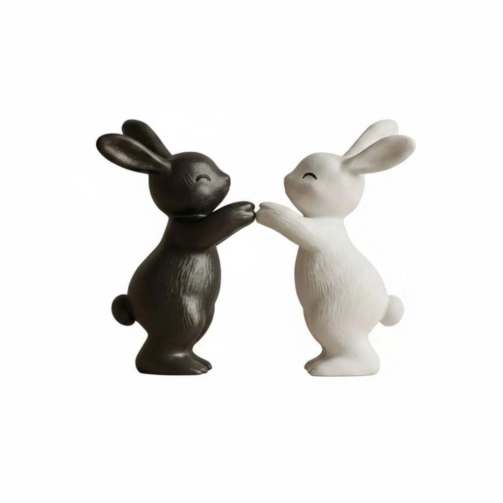 Nordic Rabbit Book Stand Artistic Decorative Statues Resin for Entryway