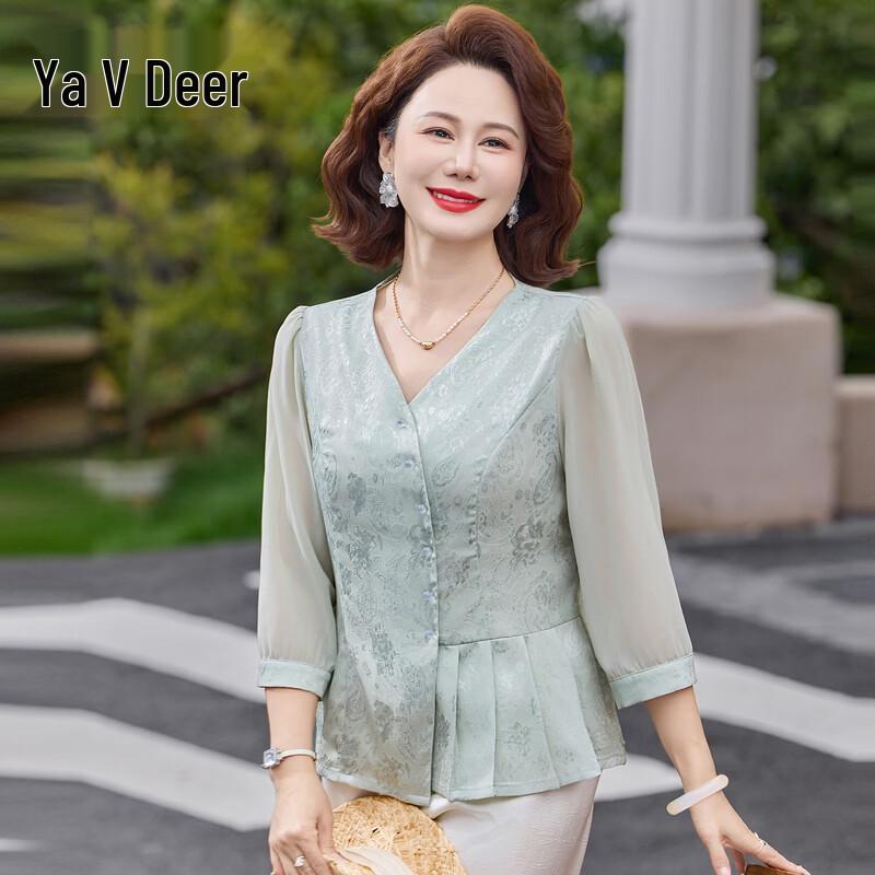 Yalu Chinese Style Embroidered Loose Shirt for Middle-Aged Women 3XL