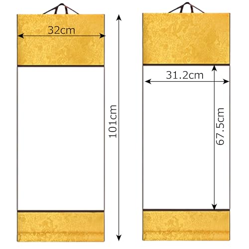 Sugarello Hängende Schriftrollen, Schlicht, Groß, Weiß, Set von 2, Schriftrolle, Kalligraphiepapier, Weiß, Gasenshi-Papier, Tuschemalerei, Kalligraphie, Schriftkunst, Neu