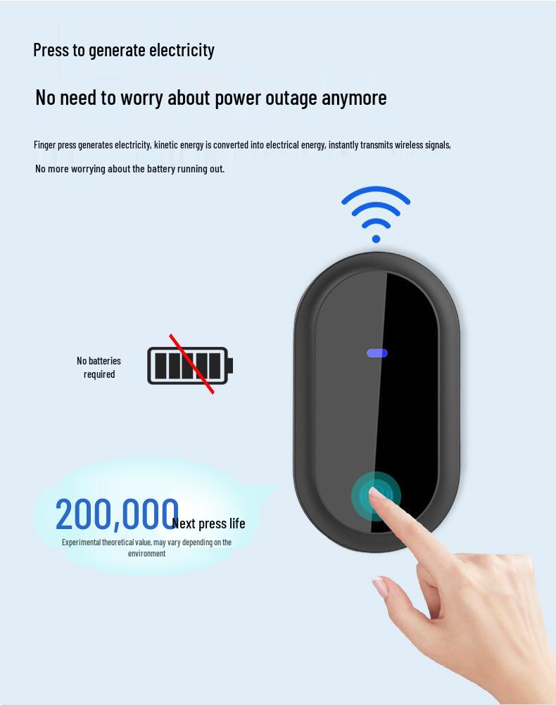 Новий бездротовий дверний дзвінок з живленням від енергії руху, висока гучність 433 МГц для складу або вулиці біля вілли