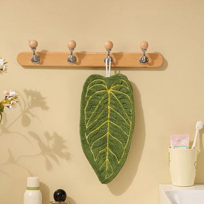 New Double-layer Leaf Style Hand Towel Absorbent Thickened Hanging Hand Cloth Speed Dry Handkerchief Rag for Kitchen Bathroom