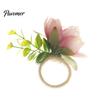 Woven Rope Napkin Rings Artificial Flower Ring Rustic Floral Holder with Faux Flax Holders Berries Elegant Farmhouse for Dining Table Decor