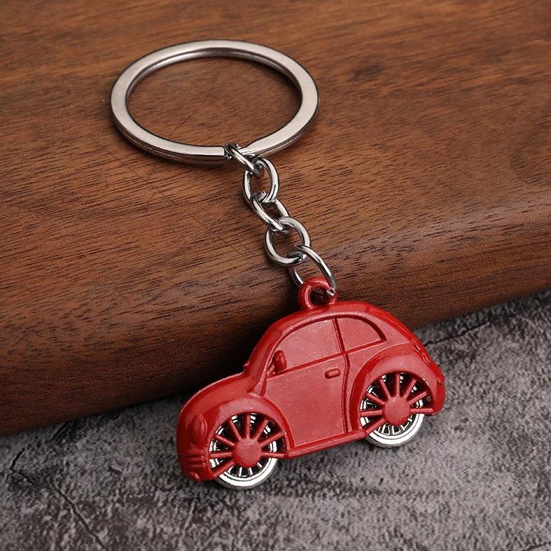 Multi Color Creative Car Keychain Metal Keyring Cartoon Car Pendant Small Gift