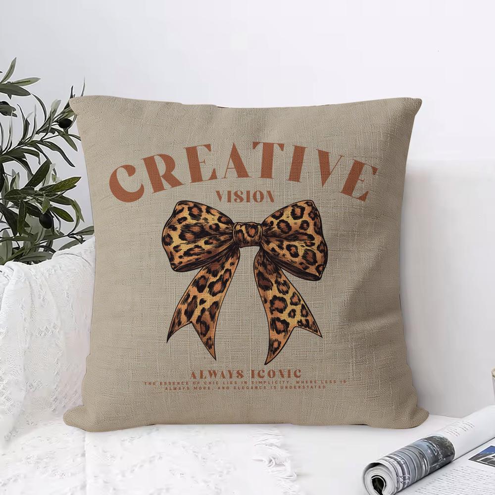 Korean Trendy Bow Cushion Cover Breathable Linen Pillow Cover Skin-Friendly Home Decor Pillowcase With Hidden Zipper