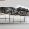 Lamerry Black 3-Row Studded Belt, Eyelet and Rivet Design, Approx. 110 cm, Unisex Y2K Style