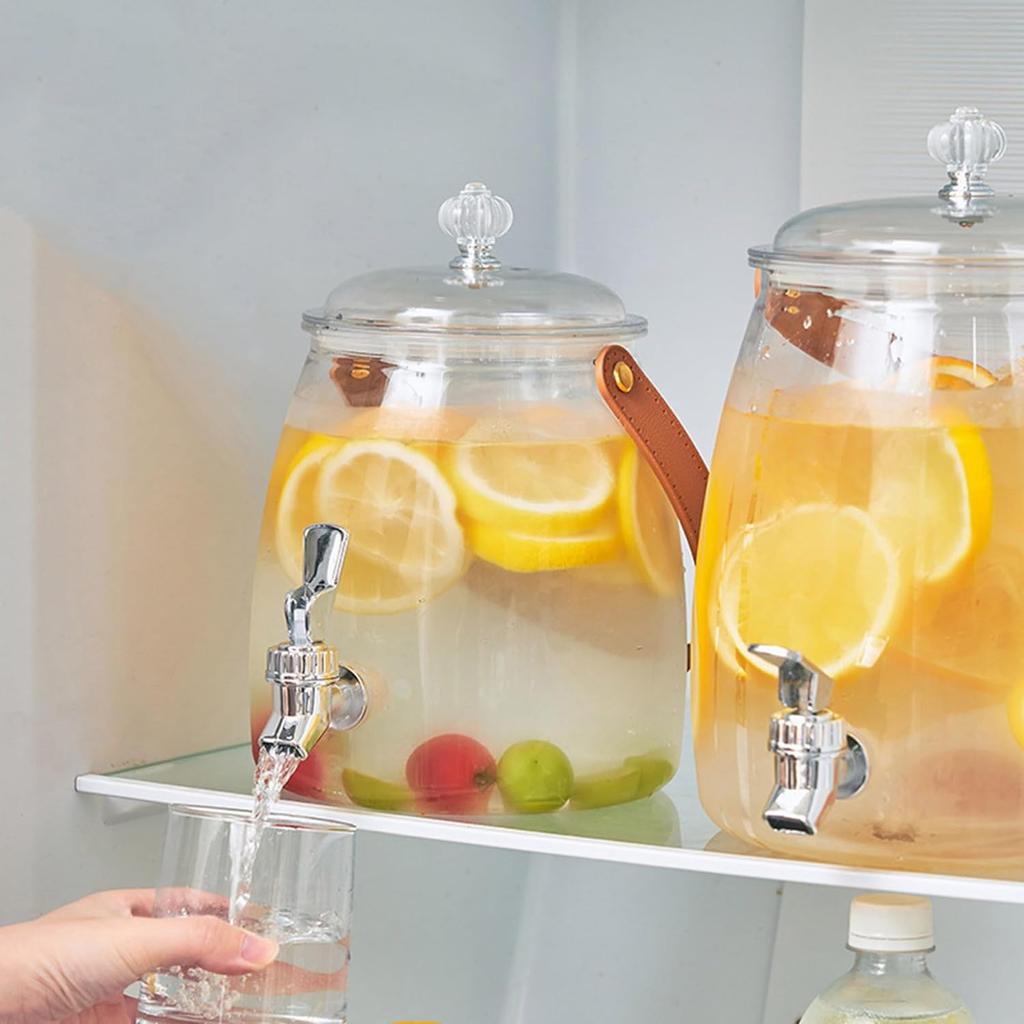Plastic Beverage Dispenser Container with Stainless Steel Spigot and Handle Leakproof Iced Juice Lemonade Drink Dispensers