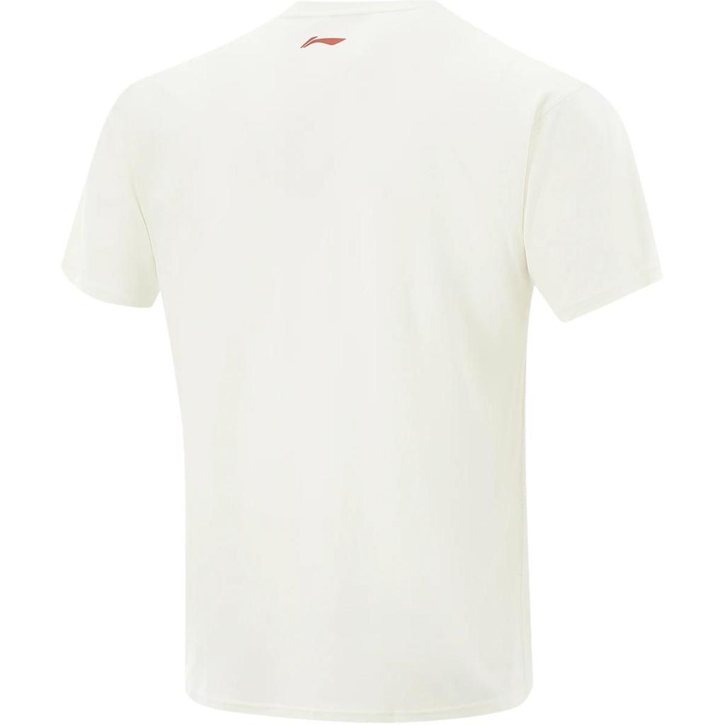Li Ning Basketball Serie Bedrucktes Rundhals Komfortables Atmungsaktives Vielseitiges Kurzarm T-Shirt Herren Oberteile Off-White ATSU905-1