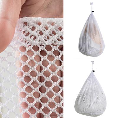 2 Pcs Large Polyester Laundry Mesh Bags with Drawstring Sturdy Washable Clothes Storage Accessory for Blouse Underwear