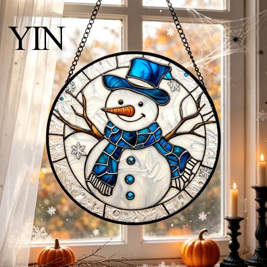 Christmas Gothic Theme Ornament Retro Halloween Pendant, Ghost/Bat/Spider Web/Pumpkin Head Print, Hand Painted Ghost Disc Vintage Acrylic Hanging for