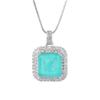 Micro-set Diamond Simulation Emerald Paraiba Square Stud Earrings Pendant Women's Jewelry Ring