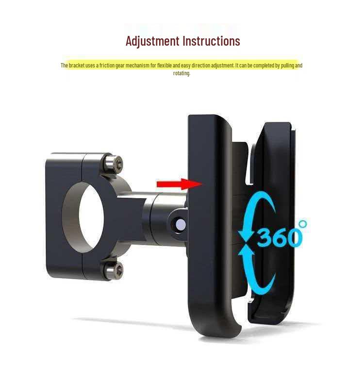 360° Rotating Aluminum Phone Holder for Bikes & E-Scooters - Shockproof, Universal Car Mount