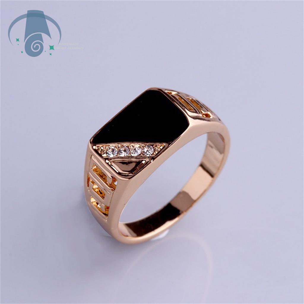 Fashion Economical Mens Enamel Drip Square Ring Classic Design Jewelry for Daily Wear Gift for Him Handmade Colorful Alloy Band