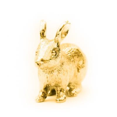 Petit Lapin (Plaqué or 22 carats) Collection de Figurines d'Art Animalier Fabriquées en Angleterre