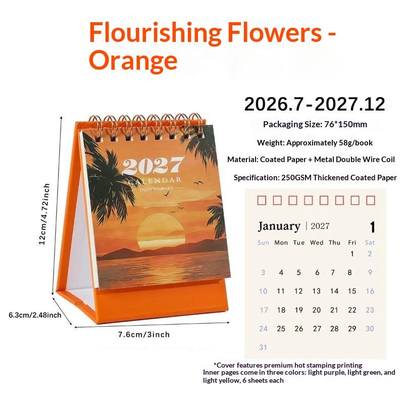 2027 Mini Morandi Color Desk Calendar Compact Size Memo Planner for Home Office Desktop Decoration Daily Reminder