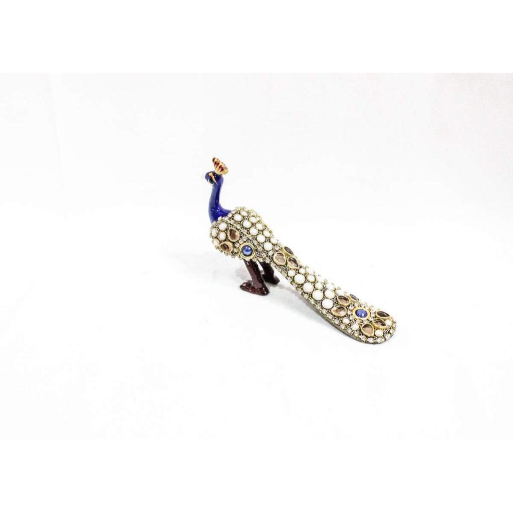 Metal Stone Work Peacock Statue Showpiece Decorative Figurine for Home Living Room Office Bedroom Decor