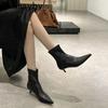 Autumn Fashion Pointed Toe Ankle Boots Women Slip On Low Heels Shoes Street Style Banquet Party Short Botas Mujer