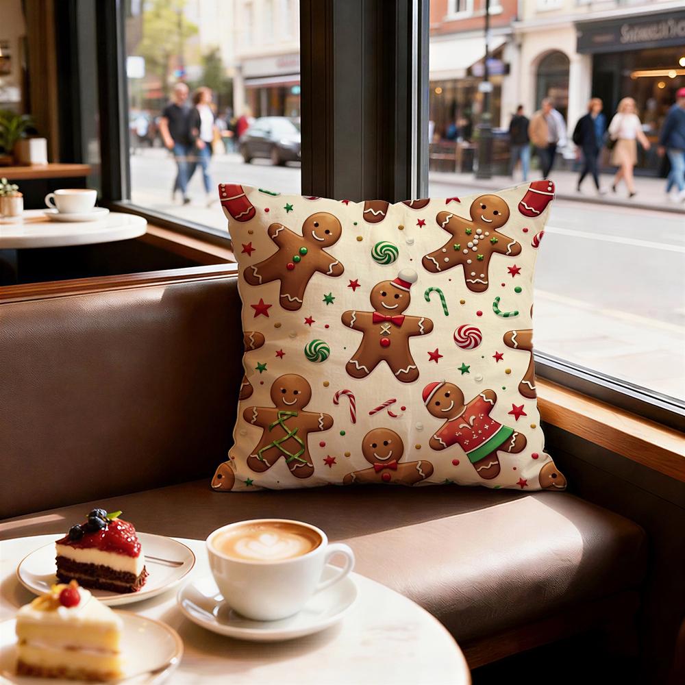 Festive Adorable Ginger Bread Cushion Cover Decorative Cushions Covers Cover Sofa 50x50 Pillow 4 Piece 45x45 40x40 Pillowcase