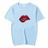 Summer Tops Red Mouth Lip Kiss Printed Women Fashion Tshirt Funny Leopard Graphic Tee