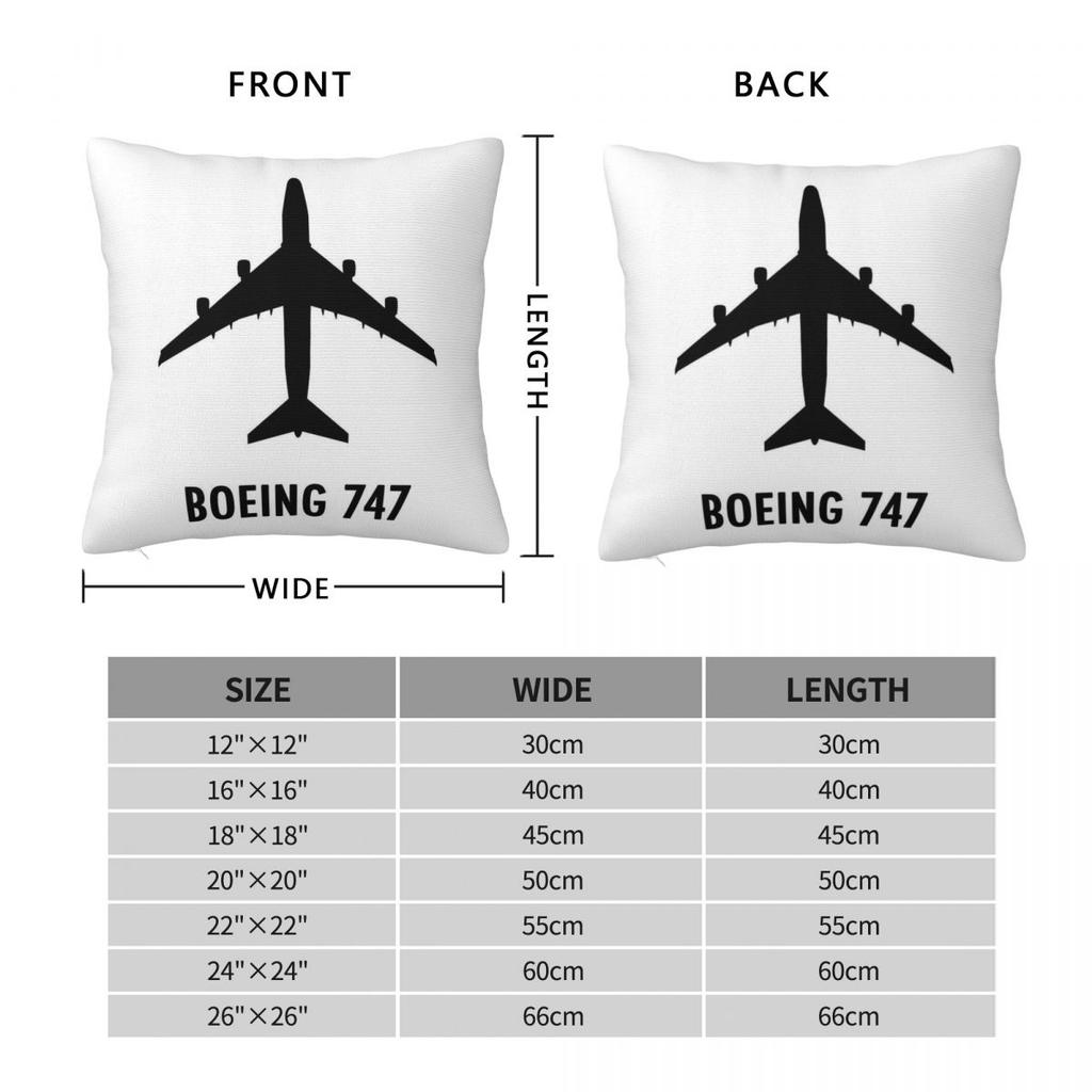 Boeing 747 Plant Pillowcase Polyester Linen Velvet Pattern Zip Decorative Pillow Case Home Cushion Cover 18"