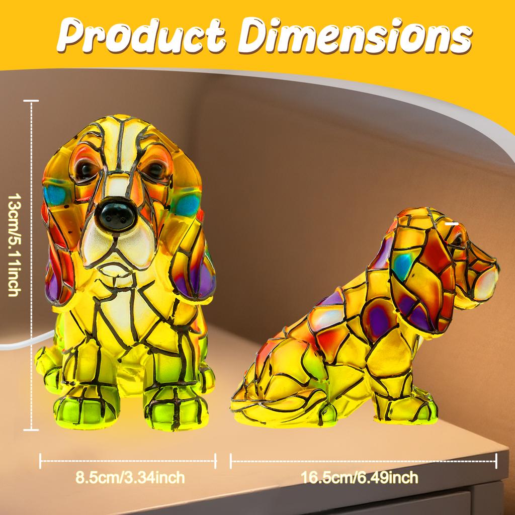 Doggy Night Light Resin Soothing Lighting LED Colorful Bagitte/Teddy Lamp Bedside Desktop Ornaments Gift for Bedroom Living Room