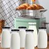 4 Pezzi Biberon Contenitori in Vetro Brocche per Latte 250Ml con Tappi Portatili Contenitori Acqua Succhi per Frigorifero Cucina