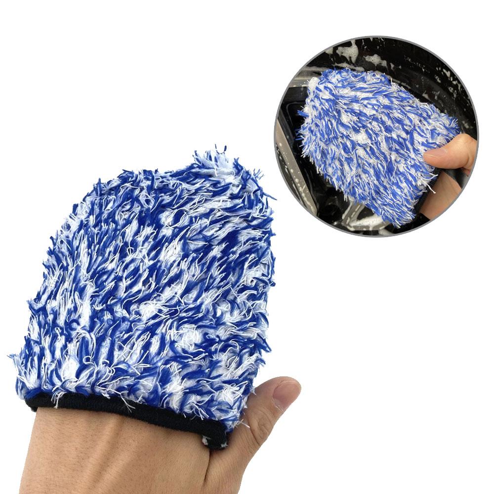Microfiber Car Wash Glove Double-Side Finger Pocket Car Wheel Wash Mitt for Car Cleaning Auto Detailing Washing Accessories