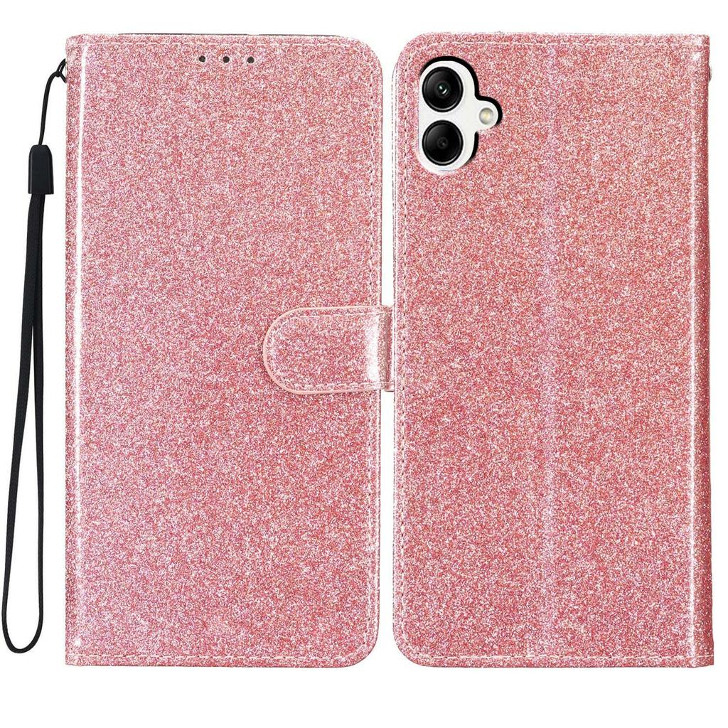 Für Samsung Galaxy A07 Brieftasche Hülle Glitzer Kratzfest Leder Ständer Handyhülle mit Riemen