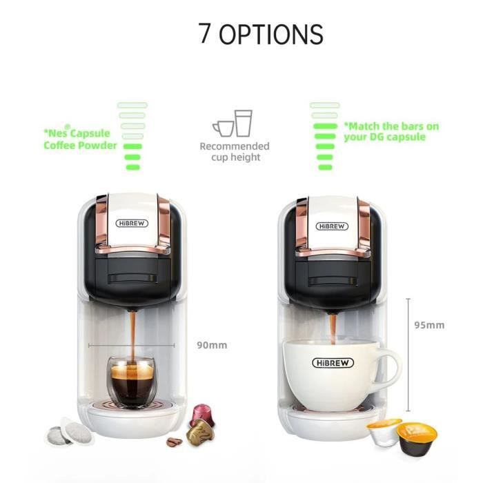 Machine à Café Multi Capsules - HiBREW - 5 en 1 - Pression 19 Bars - Arrêt Automatique - Blanc