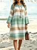 European and American Printed Loose Round Neck Long Sleeved Dress, Soft and Breathable Pajamas Suitable for Wearing All Seasons