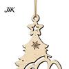 Creative Wooden Pet Pendants Wood Christmas Tree Pendant with Paw Print, Hollow Engraved Hanging Holiday Gifts for Lovers Ornament, Rustic Style Craft