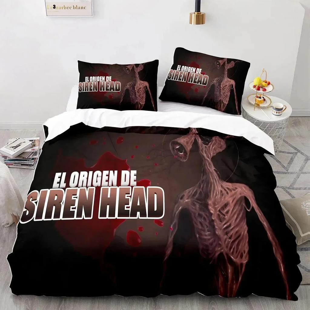 3D Print Siren Head Bedding Set Duvet Cover Sheet Printed Bed Set Pillowcase Bed Full Queen King Size Comforter Bedroom
