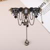 Model Gothic Steampunk Lace Cuff Arm Bracelet With Ring Black Accessories For Woman Gifts