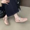Fairy style low heel design single shoes women's shoes 2025 new autumn feeling square head black Mary Jane shoes