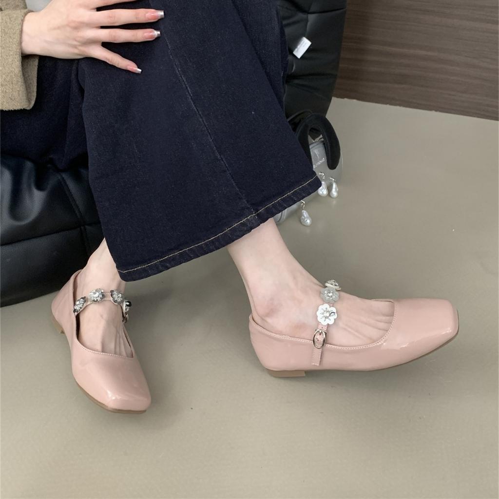 Fairy style low heel design single shoes women's shoes 2025 new autumn feeling square head black Mary Jane shoes